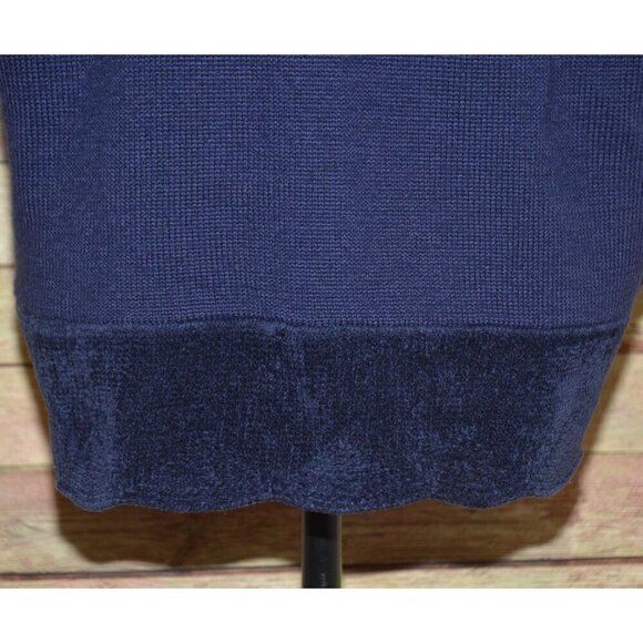 Vintage Koret Ladies L Blue Wool Blend Cardigan Vest Sweater Embroidered Floral - Picture 9 of 11